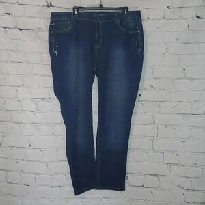 Love your Style 5 Pocket Straight Leg Jeans Studded Womens Size 20W